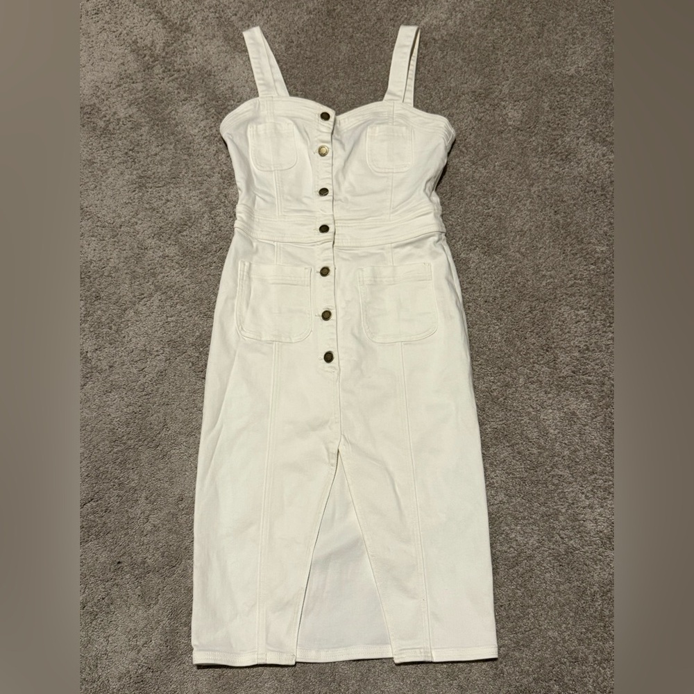 Ramy Brook Monica Denim Midi Dress in Ivory Sz: 28/6 - Picture 4 of 15